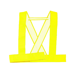 Harnais de haute visibilité, de matériau fluorescent, couleur jaune.
