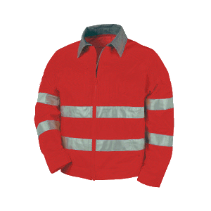 Veste de haute visibilité, de matériau combiné, couleur rouge.